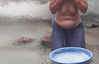 Married stepsister was opening blouse at brother's house Confrere pressed chubby breasts close by take bath Sister went close by open ladies' room