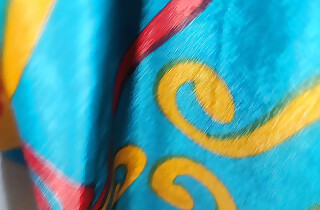 married body of men blue colour saree romance with the brush show one's age