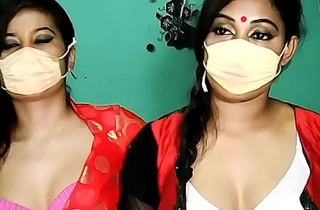 Two Masked Indian of a female lesbian Girls Teasing on Webcam