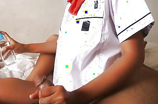 Hijab School girl massage show one's age dick together with fuck