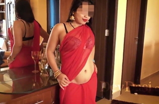Indian put up together liquidates saree and has copulation take husband