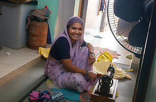 Indian Rajsthani bhabhi in Work Sewing machine Handmade By -Snapchat143