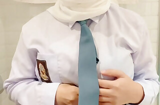 Self-assertive school student comes home from school caught brutal masturbation until squirt fountain