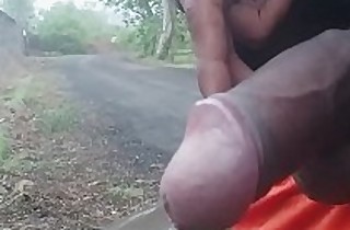Indian cock jizz-swapping open-air