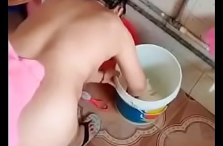Indian mom bathing