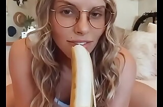 Sexy girl sucking banana