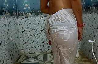 Indian mom bathing in open white legis make me ambiance better