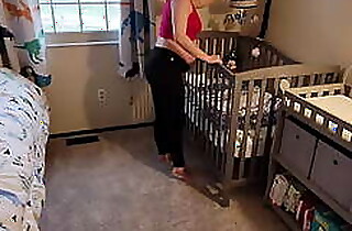 Pregnant step Mom gets succeed in hold of not far from crib and son has to come help her succeed in out
