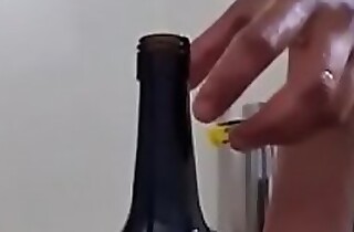 Broad in the beam ass gay getting fucked by a bottle