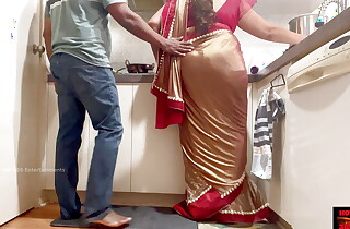 Indian Stiffener Romance in the Kitchen - Saree Sex - Saree lifted with respect to and Botheration Spanked