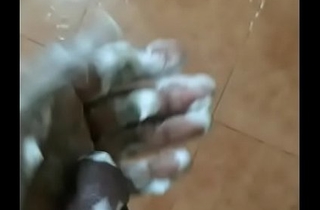 Hot Bangladeshi house-servant masturbating in Bathroom with handwash coupled with cum