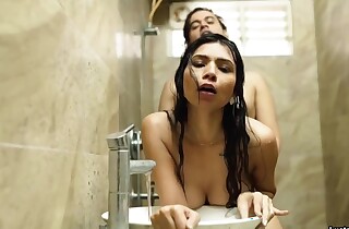 Busty Indian Brunette Was Making Out With A Friend, In The Shower, Before They In progress Fucking
