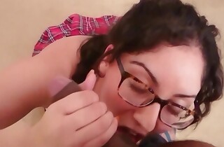 Schoolgirl delivers cookies to neighbour but ends up fucking him and tasting his jism POV Indian