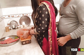 Punjabi Stepmom bonking in the kitchen straight away she make dinner for stepson