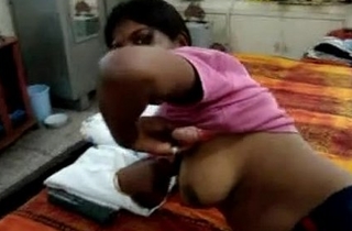 Indian desi maid forced to show her natural breast to habitation owner