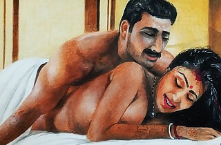 Erotic Art Or Drawing Of a Low-spirited Bengali Indian Woman having "First Night" Sex regarding skimp