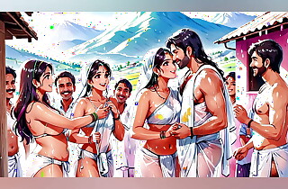 AI Generated Sated Anime Images Of Hawt Indin Women Playing  Naughty Holi