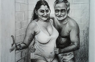 Erotic Art Or Drawing Sexy Desi Indian Widely applicable medial Bathroom with Father Yon Law