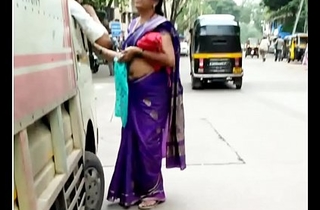 Perfect Chunky NAVEL On touching VIOLET SAREE