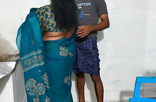 Aunty was cleaning the dishes in the air the kitchen wearing a saree plus I went behind her plus tied her up plus had sex with her.