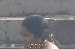 Indian desi women bathing at ghats