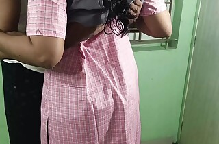 South Indian school girl shot at respecting position with teacher